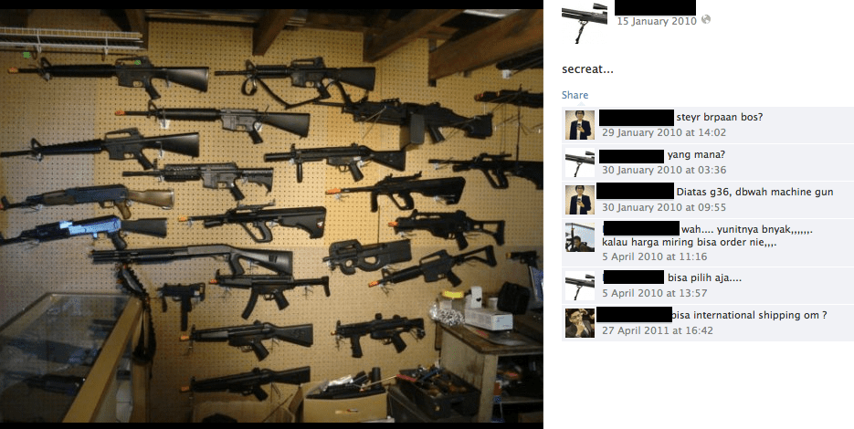 Pistol angin yang dijual di Facebook