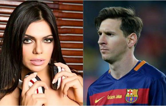 Miss BumBum Suzy Cortez (kiri) dan bintang Bola Sepak Lionel Messi (kanan). Foto -abplive.in